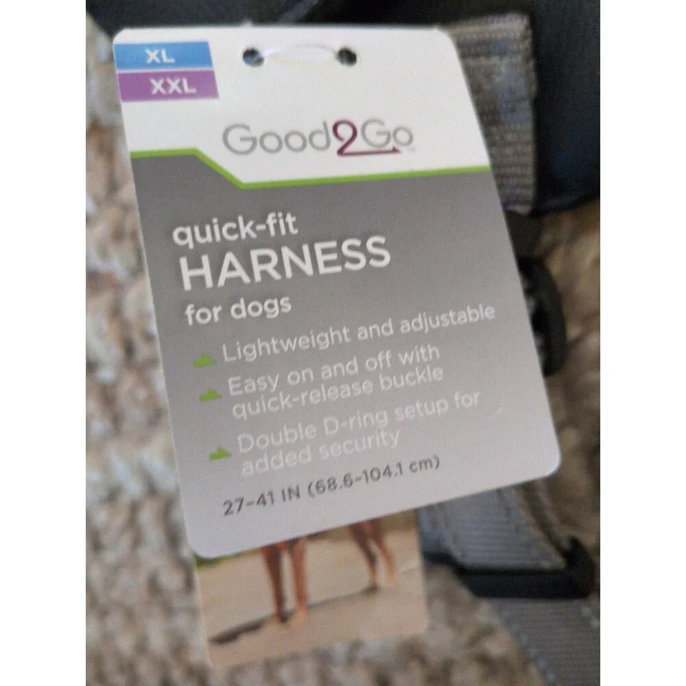 Good2Go Padded Soft Stepin Dog Harness, Size XL/ XXL Gray Quick Fit Secure Clip